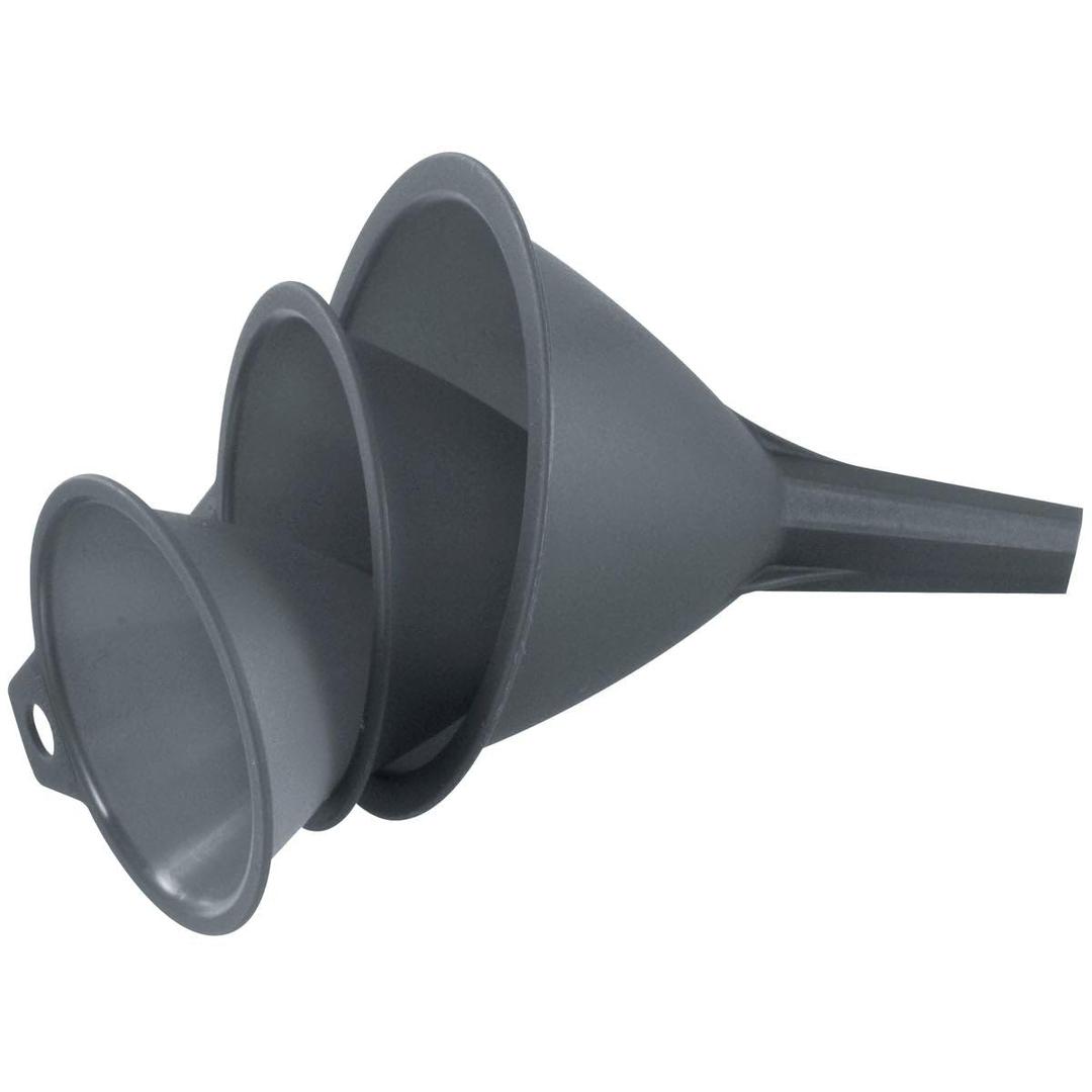 Fackelmann 42700 Set of 3 4.3 x 5.3" Plastic Funnel Set, Gray