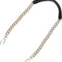 uxcell Purse Chain Strap, 39" Leather Iron Flat Chain Strap Handbag Chains Purse Handles Shoulder Replacement Strap (Black Strap Gold Chain)