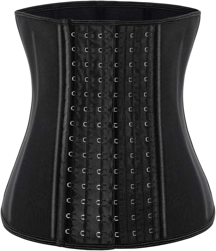 ECOWALSON Waist Trainer for Women Corset Cincher Body Shaper Girdle Trimmer with Steel Bones Extender (3X-Small, F-black(9 Steel Bones Height:11.6"))