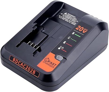20V Fast Charger Compatible with Black and Decker 20V 12V Max Lithium Battery LBXR20 LBX4020 LBXR2020, BDCAC202B 20Volt 2A Lithium Charger Compatible with Black and Decker Drill Battery