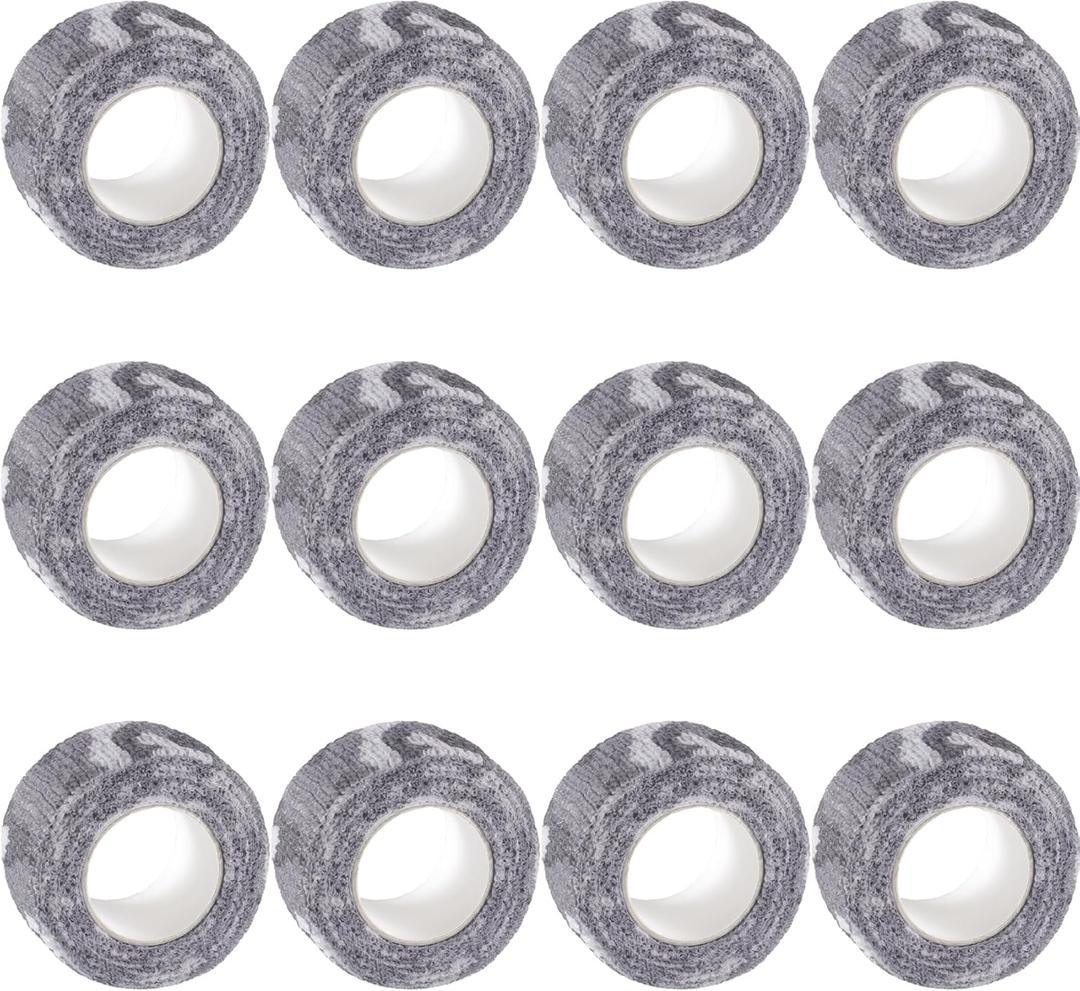 IndigoCase 12 Rolls Self Adhesive Bandage Wrap 1 Inch, CAMO-Monochrome Color Elastic Athletic Tape, Vet Wrap, Wrist Tape, Small Bandage for Kids, Fingertip, Dog, Pets