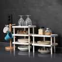 carrotez Small Cabinet Organizer, Set of 2 Stackable Kitchen Counter Shelf, Pantry Storage Shelf Organizer - W10.25 x L8.25 x H4.0 inch - Ivory