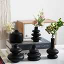 Black Ceramic Bud Vase, Small Vase Set of 5, Mini Vases in Bulk for Flower, Decorative Vase for Home Decor, Boho Vases for Wedding Decorations Living Room Dining Table Shelves Decor