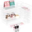 25 PCS Plastic Drawer Organizer Set, 4-size Clear Bathroom and Vanity Desk Drawer Organizer Trays, Non-Slip Versatile Storage Bins for Makeup Jewelry Office Kitchen Gadgets