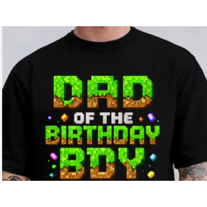 Dad Of The Birthday Boy Game Pixel Number Birthday Party T-Shirt Size XXL