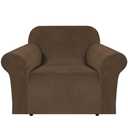 H.VERSAILTEX Stretch Velvet Armchair Cover Couch Covers 1 Cushion Chair Slipcover for Living Room Furniture Cover Crafted from Thick Comfy Rich Velour (Chair 31"-49", Bronze Brown)