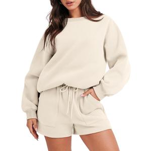 ANRABESS Women 2 Piece Outfits Sweat Shorts Sets 2026 Oversized Casual Lounge Matching Set Sweatsuit Tracksuit Fall Clothes (S)