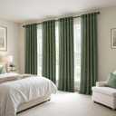MIULEE Olive Green Linen Curtains 84 Inch Long 4 Panels Light Filtering Window Drapes with Rod Pocket Back Tab for Living Room Bedroom Farmhouse Decor 42" W x 84" L Inches