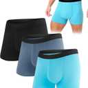 Men's Incontinence Underwear, Heavy Absorbent Washable Leak-Proof Reusable Boxer Brief 3 Pack (Multicolor01, Large)