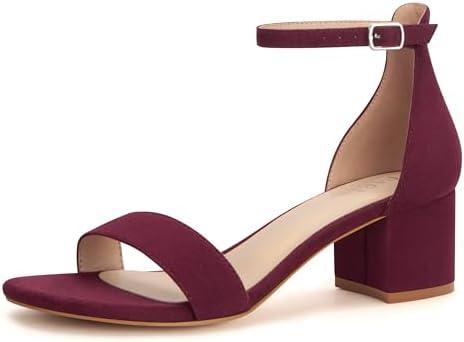 PARTY Women's Open Toe Ankle Strap Low Block Chunky Heels Sandals Size 10