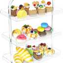 3 Pack Dessert Table Display Set, Clear Acrylic Cupcake Stand Holder for Cupcakes Dessert Pastry Food Treat, 3 Tier Serving Tray Catering Supplies Buffet Display for Birthday Weddings Parties Events