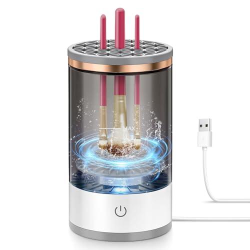 GKZ Electric Brush Cleaner Machine, High Speed Fast Cleaning Plug-in Power Brush Cleaner Ideal for Makeup Brushes & Sponges – Perfect for Home & Professional Use - Silver