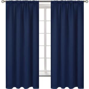 BGment Rod Pocket 63 Inch Long Blackout Curtains for Bedroom - Navy Blue Room Darkening Drapes for Living Room Thermal Insulated Black Out Shading Blinds, 42 x 63 Inch, 2 Panels