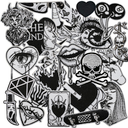 Nicime 25pcs Black White Iron/Sew on Patches, Punk Horror Skull Embroidered Applique, Fashion Decoration for Clothes, Hat, Bag, Dress, Shirt, Jeans