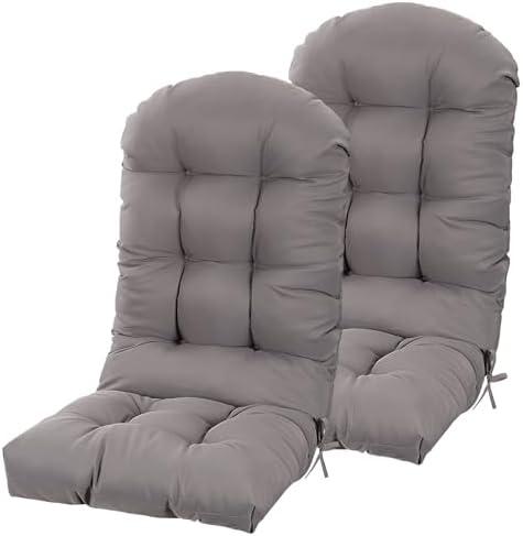 LYLNBYWK Adirondack Chair Cushions Set of 2, High Back Patio Chair Cushions 48 x 19.7 x 4.7 Inch, Indoor/Outdoor Thickened Rocking Chair Cushion, Fade-Resistant & Waterproof (Grey)
