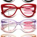 Progressive Multifocus Reading Glasses for Women Blue Light Blocking Spring Hinge Computer Multifocal Cat Eye Readers