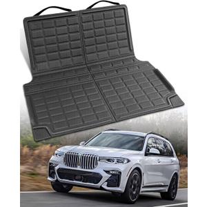 Car Cargo Liner & Backrest Mat for BMW X7: 2026 2025 2024 2023 2022 2021 2020 2019 (G07) Cargo Mat Behind 3rd Row, Custom fit for X7 Rear Trunk Protector, All Weather XPE SUV Interior Boot Accessories