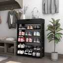 sogesfurniture 5-tier Wooden Shoes Rack Organizer with Storage Compartment, Free Standing Shoe Storage Shelf for Entryway, Living Room, Hallway, Doorway (29.5" Black)