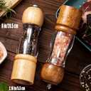 Oak Wood Salt and Pepper Grinder Set, Manual Mill with Clear Window, Adjustable Ceramic Core, 8 Inch, 2 Pack