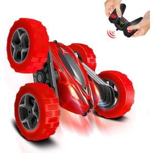 Remote Control Stunt Car Toys - Birthday Gifts Ages 6 7 8 9 10 11 12 Year Old Boys Kids Toddler Girls Best Presents Christmas Ideas Rechargeable Rc Racing Vehicle Outdoor (Red)
