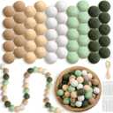 Buryeah 100 Pcs Christmas Wool Felt Balls Christmas DIY Garland Felt Balls for Crafts Hanging Decorations for Home and Party(Sage Green) (multi color)