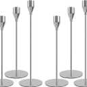 Silver Candlestick Holders Set of 6, Metal Taper Silver Candle Holders, Tall Candle Holder, Fits 2.2cm Thick Candle&Led Candles, for Table Centerpiece, Mantels, Weddings, Dining, Party