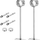 uxcell 2 Set Ceiling Mount Curtain Rod Bracket, 32mm/1.26" Pipe Length 250mm/9.84" Stainless Steel Curtain Rod Hooks Hangers for Walls Wardrobe Pipe Curtain Pipe, Silver