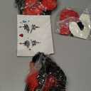 8 Pcs Women's Scary Poncho Clown Costume Set Includes Poncho Costume, Clown Wig, Stickers for Women Halloween Accessories, No Size