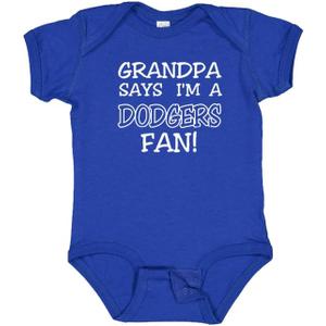 Grandpa Says I am a Dodgers Fan Baby Bodysuit (Newborn)