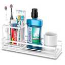 White Toothbrush Holders for Bathrooms, 4 Slots Tooth Brushing Organizer, Electric Tooth Brush Toothpaste Holder