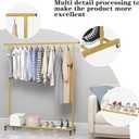 Buzowruil Metal Rolling Clothing Rack Adjustable Freestanding Garment Organizer with Wheels, Space-Saving Design for Home, Closet, Office, or Retail, Gold