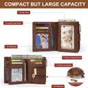 yiijay Small Wallet Women RFID Blocking Leather Bifold Wallet Credit Card Holder for Women Ladies Compact Wallet Mini Purse With Zipper Pocket