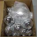 54 Pcs Disco Ball Hanging Decor - Mini Silver Mirror Ball Cake Topper for 74s Themed Party, Wedding, Christmas Supplies (321.2 In, 172 In, 43.2 In, 15.9 In)