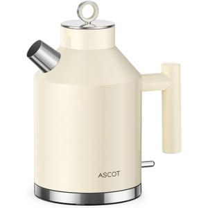 ASCOT Electric Kettle, Electric Tea Kettle 1.5L 1500W Retro Tea Heater & Boiling Water, Auto Shut-Off and Boil-Dry Protection (Cream) (Beige)