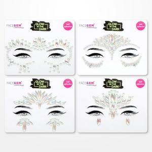 Face Gems Adhesive Glitter Jewel Tattoo Sticker Festival Gems Rave Party Body Make Up (GLOW IN THE DARK)