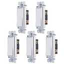 GE Grounding Paddle Rocker Switch 5 Pack, Single Pole, In Wall On/Off Power Switch Replacement for Ceiling Fans & Lights, 15 Amp, Great for Home, Office & Kitchen, UL Listed, White, 44017