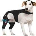 Supet Dog Rear Leg Sleeve to Stop Licking, TPLO Recovery Sleeve After Surgery for Post Surgery, ACL, Leg Wound Protection, with Belly Opening for Male Female Dogs(Jet Black, XL)