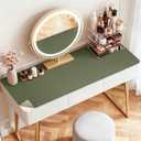 LovePads Makeup Mat for Vanity, 16 x 36 Dual-Sided Desk Pad & Vanity Cover Top, Waterproof PVC Protector Mat for Dresser, Nail Art, Craft Table (Green/Grey)