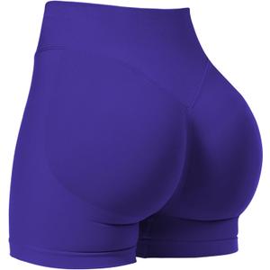 VOYJOY Women Workout Impact Shorts 2.5"/ 3.6"/ 4.5"/ 6" Scrunch Butt Lifting Gym Seamless Booty Biker Shorts (Purple, M)