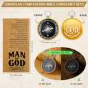 20 Sets Man of God Gifts for Men, Christian Faith Compass, Ballpoint Pens, Bible Verse Cards with Opp Bags, Religious Encouragement Gifts for Fathers, Pastor, Men of Faith