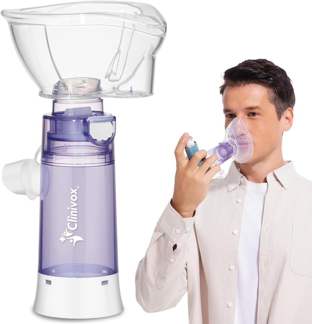 Inhaler Spacer for Adults, Spacer for Inhaler with Silicone Mask, Anti-Static Chamber & Exhalation Valve, Enhanced Medication Delivery, Easy to Use & Clean
