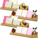 Pinkunn 4 Pcs Nursery Book Shelves 23.6 Inch Rattan Scalloped Floating Bookshelves Wicker Boho Book Shelf for Wall Mounted Decor Nursery Rooms Hanging