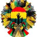 Wavwavw Black History Month Wreath for Front Door 13.7 Inch Black History Month Door Decorations Burlap Bow Wreath for Juneteenth Kwanzaa African American Hanging Sign Freedom Day Party Decor Supplies