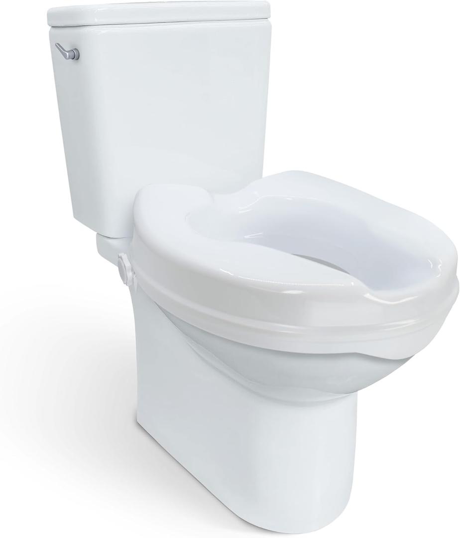 Carex Toilet Seat Riser, Elongated Raised Toilet Seat Adds 2.5 inches to Toilet Height, 300 Pound Weight Capacity Toilet Riser