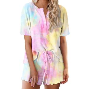 Ekouaer Tie Dye Pajamas Set Womens Loungewear Sleepwear 2 Piece PJ Sets (L)