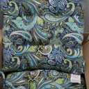 Pillow Perfect Paisley Indoor/Outdoor Chair Seat Cushion with Ties, Tufted, Weather, and Fade Resistant, 18.5" x 19", Blue/Green Pretty, 2 Count