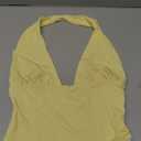 ForeFair Women Sexy Halter Deep V Neck Backless Crop Tank Top Open Back Sleeveless Slim Fit Y2k Summer Tops (Small, Light Yellow)