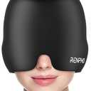 Migraine Relief Cap FSA HSA, Headache Relief Cap, Ice Head Wrap with Hot or Cold Therapy, Ice Hat, Hangover Relief Products, Migraine Mask for Anxiety Relief Improve Sleep, Birthday Gifts for Women (Black)