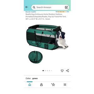 Realife Dog Enclosures Home Outdoor Fashions Portable/Collapsible/fixable, Pop Up Travel Pet Tent, 38" L x 22.5" W x 5.5" H，Green