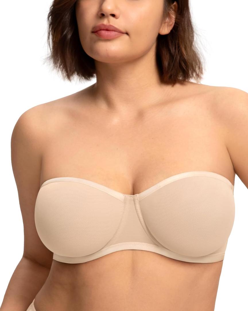 HSIA Strapless Bras for Women, Bella Convertible Minimizer Bra for Large Bust Unlined Underwire Balconette Bras 34DD